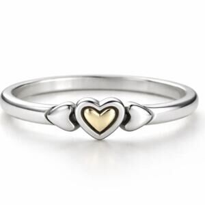 James Avery Sterling Silver 14k Gold True Heart Ring Dainty Love Petite 5 Vtg
